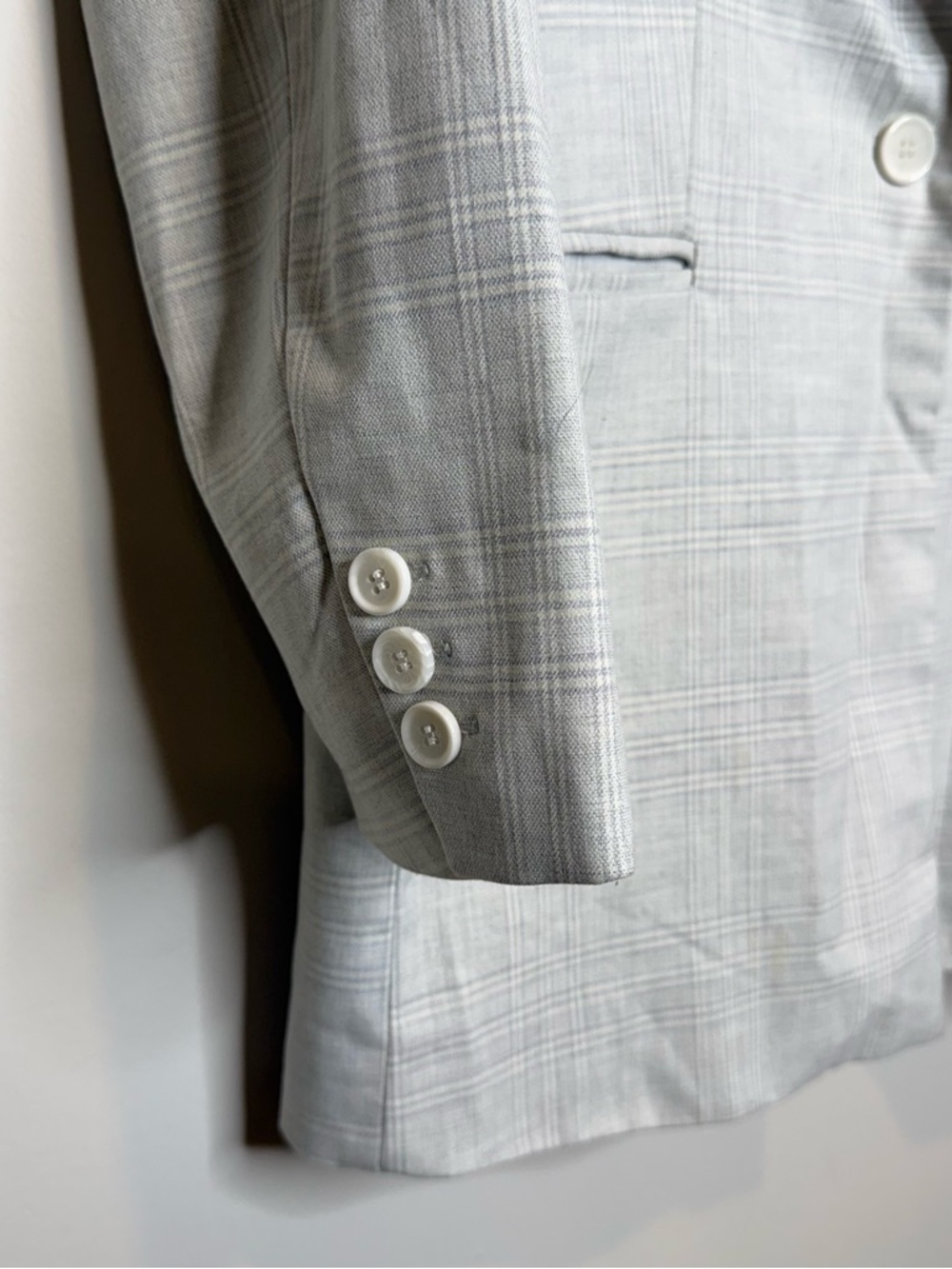 Rachel Zoe Light Gray Plaid Open-Front Blazer - Picture 3 of 8